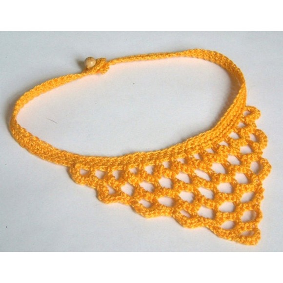 Thread Crochet Orange Chevron Necklace or Choker - Picture 1 of 5